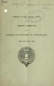 Cover of: Annual report of the library committee.