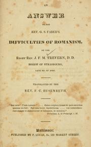 Cover of: An answer to the Rev. G. S. Faber's Difficulties of Romanism. by Jean François Marie Bishop Lepappe de Trévern