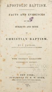Cover of: Apostolic baptism by C. Taylor