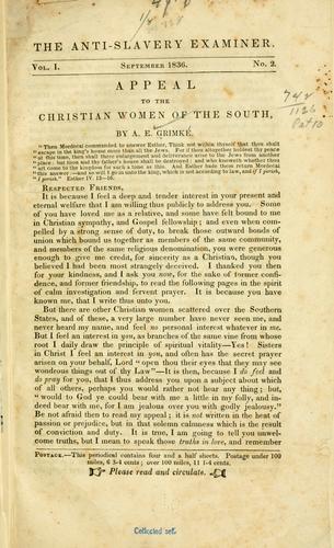 Appeal to the Christian women of the South by Angelina Emily Grimké