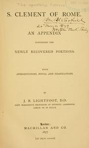 Cover of: An appendix containing the newly recovered portions | Clement I Pope.