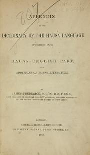 Cover of: Appendix to the dictionary of the Hausa language (Pub. 1876) by James Frederick Schön