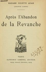 Cover of: Apres l'abandon de la revanche.