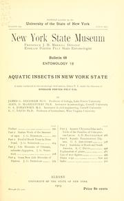 Cover of: Aquatic insects in New York state: a study conducted at the Entomological Field Station, Ithaca, N.Y. under the direction of Ephraim Porter Felt