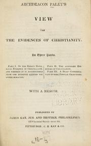Cover of: Archdeacon Paley's View of the evidences of Christianity ... by William Paley