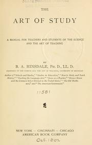 Cover of: The art of study by Hinsdale, B. A.