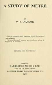 Cover of: study of metre | T. S. Omond