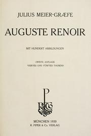 Cover of: Auguste Renoir by Julius Meier-Graefe