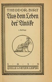Cover of: Aus dem Leben der Antike.