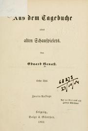 Cover of: Aus dem Tagebuche eines alten Schauspielers.