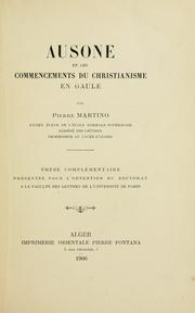 Cover of: Ausone et les commencements du christianisme en Gaule. by Pierre Martino