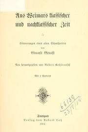 Cover of: Aus Weimars klassischer und nachklassischer Zeit: Erinnerungen eines alten Schauspielers