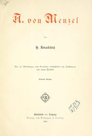 Cover of: A. von Menzel. by H. Knackfuss