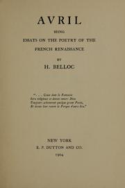 Cover of: Avril by Hilaire Belloc, Hilaire Belloc