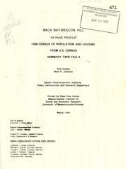 Cover of: Back Bay - Beacon Hill "29 page profile" 1990 census of population and housing from U.S. census summary tape file 3. by Boston Redevelopment Authority