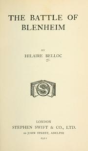 Cover of: The battle of Blenheim by Hilaire Belloc