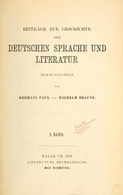 Beiträge zur Geschichte der deutschen Sprache und Literatur