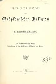 Cover of: Beiträge zur Kenntnis der babylonischen Religion. by Heinrich Zimmern