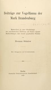 Cover of: Beitr zur Vogelfauna der Mark Brandenburg.: Materialen zu einer Ornithologie der norddeutschen Tiefebene auf Grund eigener Beobachtungen und darauf gegrr Studien.