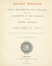 Cover of: Bentley's Plautine emendations from his copy of Gronovius