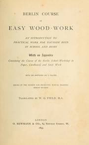 Berlin course of easy wood-work by Society for Promoting Manual Training, Berlin Section.