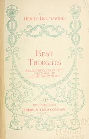 Cover of: Best thoughts by Henry Drummond