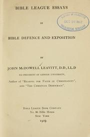 Cover of: Bible league essays in Bible defence and exposition by Leavitt, John McDowell