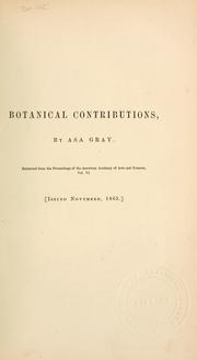 Cover of: Botanical contributions. 1865. by Asa Gray