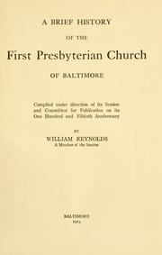 Cover of: A brief history of the First Presbyterian Church of Baltimore