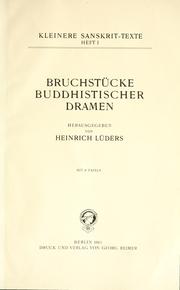 Cover of: Bruchstücke buddhistischer Dramen.