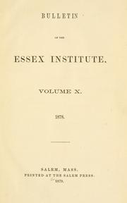 Cover of: Bulletin of the Essex Institute. by Essex Institute.