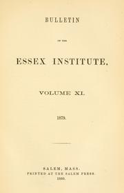 Cover of: Bulletin of the Essex Institute. by Essex Institute., Essex Institute.