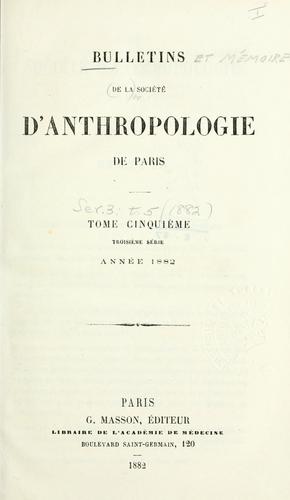 Bulletins et mémoires - Société d'anthropologie de Paris. (1860 edition ...