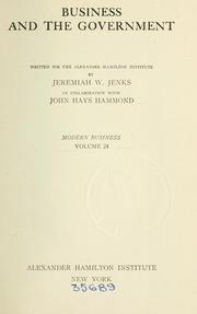Cover of: Business and the government by Jenks, Jeremiah Whipple