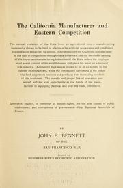 Cover of: The California manufacturer and eastern competition ...