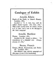 Cover of: Catalogue of an exhibit of books interesting through their associations, February, 1896