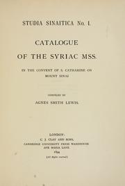 Catalogue of the Syriac mss. in the Convent of Saint Catharine on Mount Sinai