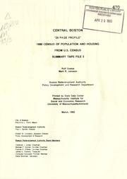Cover of: Central Boston "29 page profile" 1990 census of population and housing from U.S. census summary tape file 3.