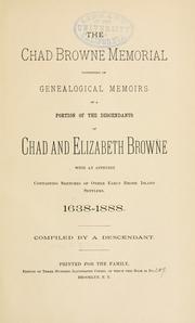 Cover of: The Chad Browne memorial by Abby Isabel (Brown) Bulkley