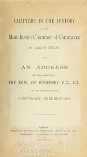 Cover of: Chapters in the history of the Manchester Chamber of Commerce