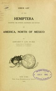Cover of: Check list of the Hemiptera (excepting the Aphidid, Aleurodid and Coccid) of America, north of Mexico.