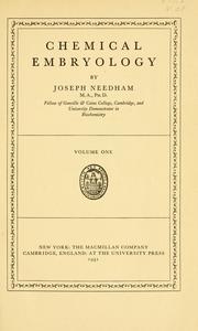 Cover of: Chemical embryology. by Joseph Needham