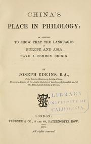 Cover of: China's place in philology by Joseph Edkins