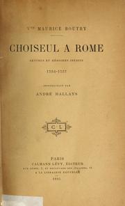 Cover of: Choiseul à Rome, 1754-1757: lettres et mémoires inédits