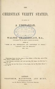Cover of: The Christian verity states, in reply to a Unitarian.