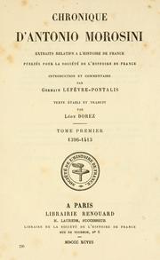 Cover of: Chronique d'Antonio Morosini by Antonio Morosini