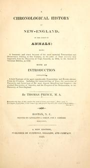 Cover of: A chronological history of New-England by Thomas Prince