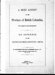 Cover of: A brief account of the province of British Columbia | Alexander Caulfield Anderson