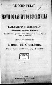 Cover of: Le coup d'Etat ou Le renvoi du cabinet de Boucherville by Angers, Auguste Réal Sir