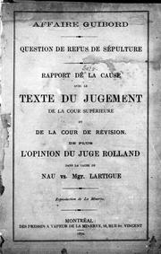 Cover of: Affaire Guibord by 
